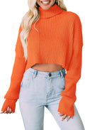 PRETTYGARDEN Women's Cropped Turtleneck Sweater - Ribbed Knit Fall Top