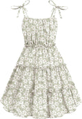 Girls' Boho Spaghetti Strap Ruffled Tiered Midi Sundress - Breathable