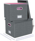 2 Pack File Storage Organizer Filing Box with Lid - Durable, Stackable