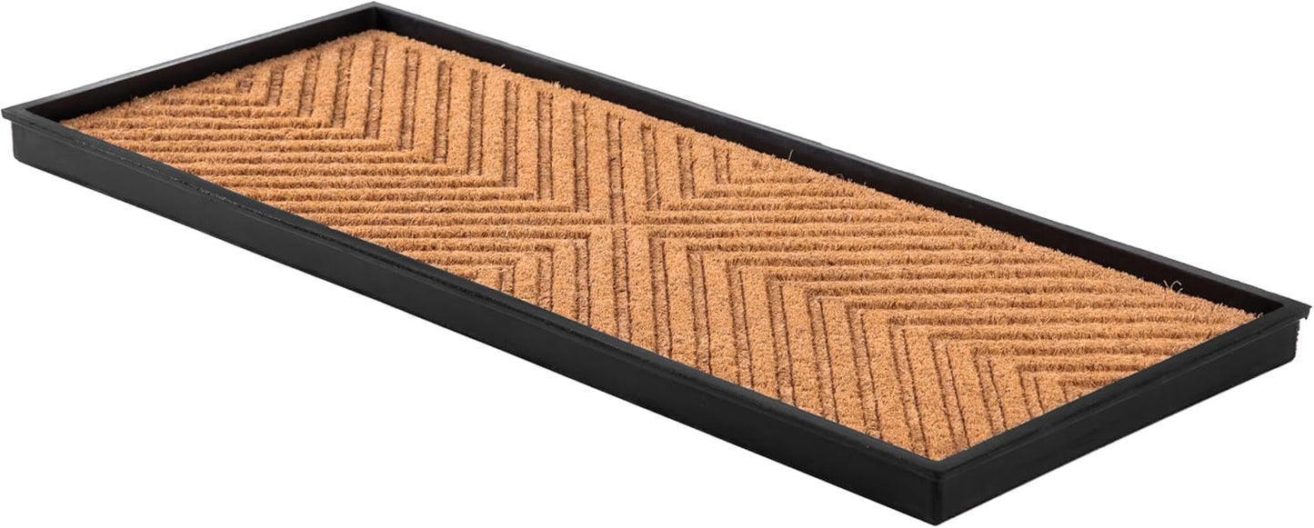 Durable Rubber Boot Tray with Coir for Entryway Organization