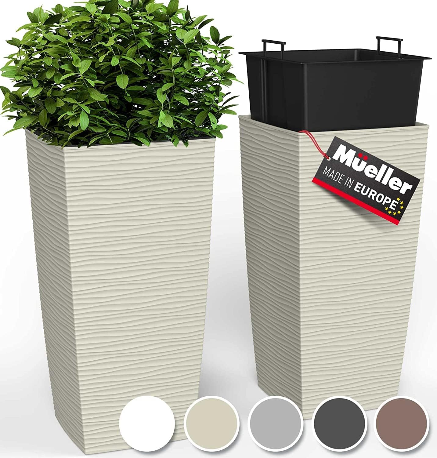 Mueller M-Resin Heavy Duty Tall Planter for Indoor and Outdoor Use