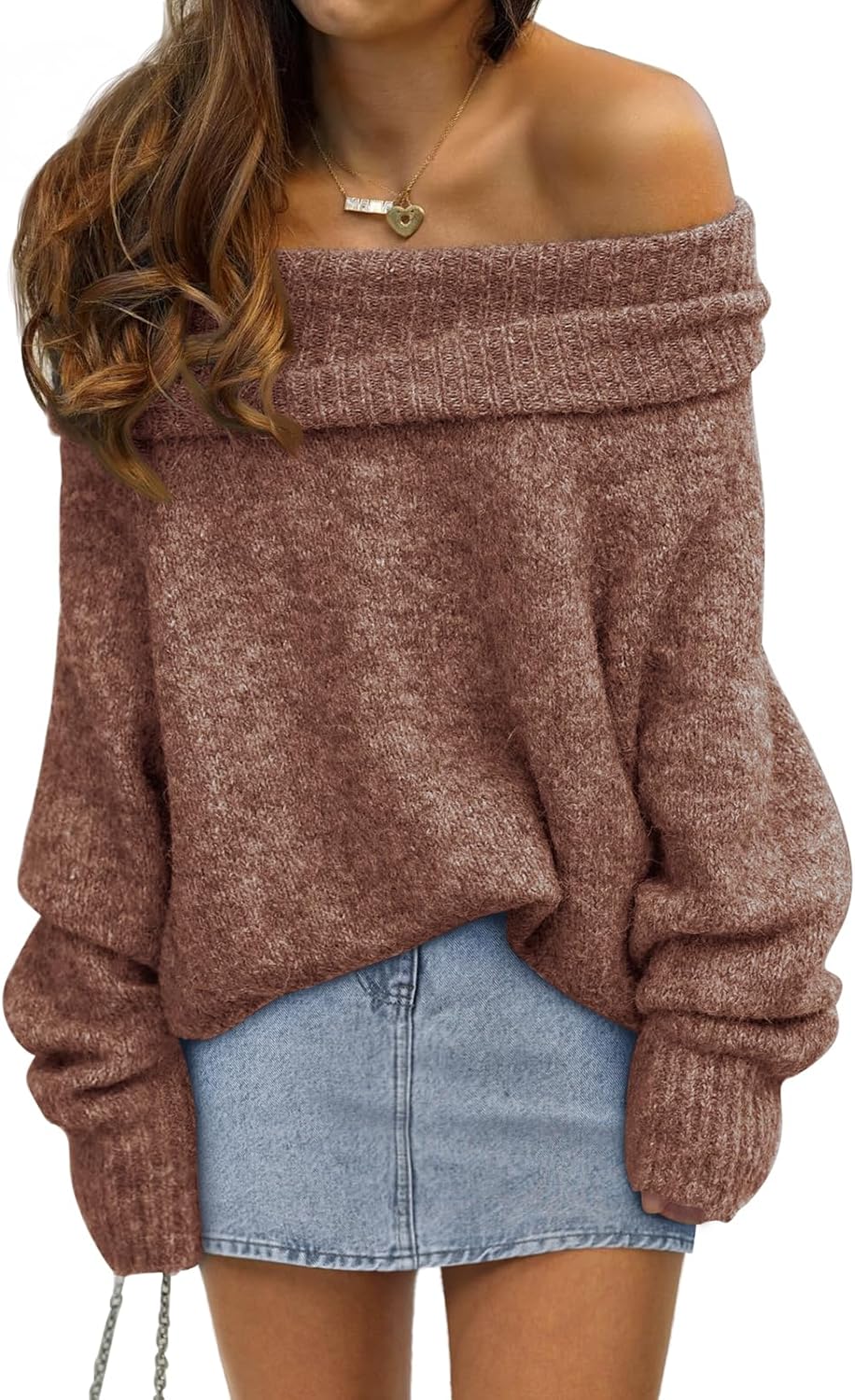 LILLUSORY Womens Off The Shoulder Sweater for Stylish Comfort