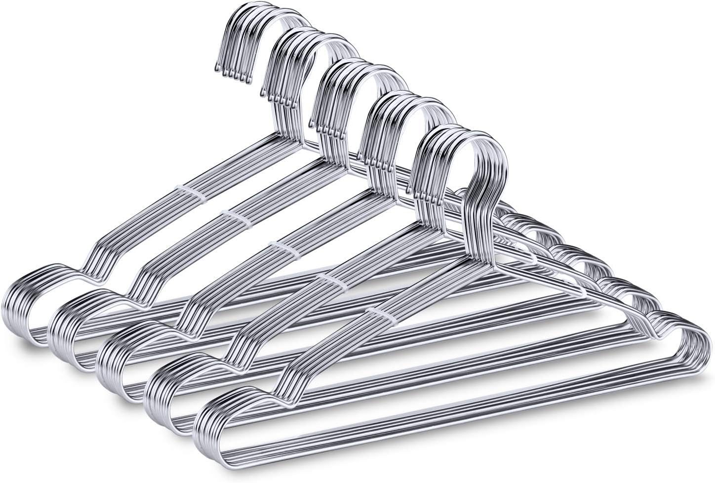 Heavy Duty Stainless Steel Clothes Hangers 50 Pack for Organizing