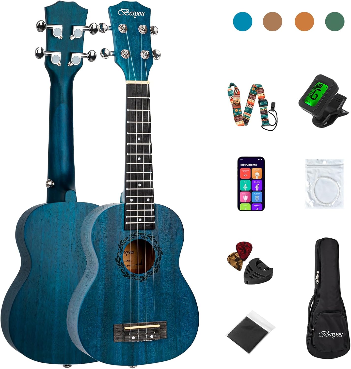 Soprano Ukulele Beginner Kit with Tuner and Gig Bag for All