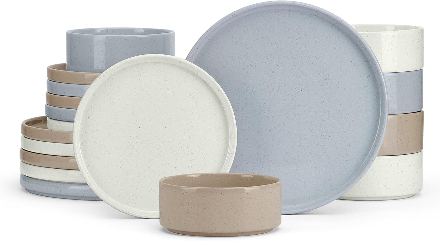E-far Dinnerware Sets for 6, Modern Stoneware Dish Set