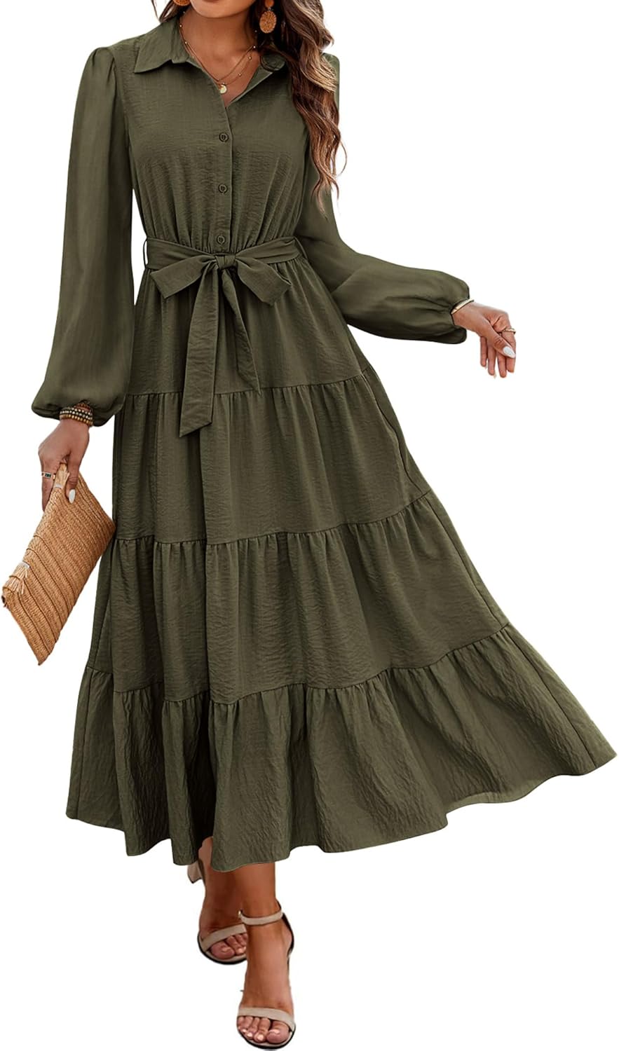 Dowerme Women's Long Sleeve Dress - Chic A-Line Flowy Style