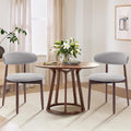 Wooden Dining Chairs Set of 2 - Modern Fabric Upholstered Light Grey