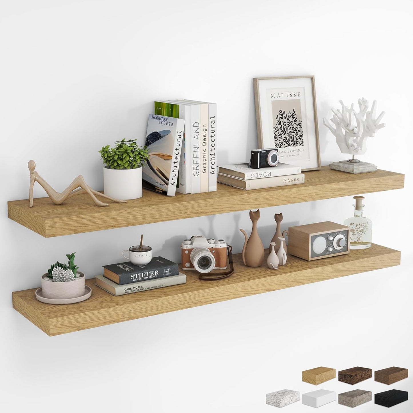 RICHFOCUS 55Inch Floating Shelves for Wall - Rustic Wood Design