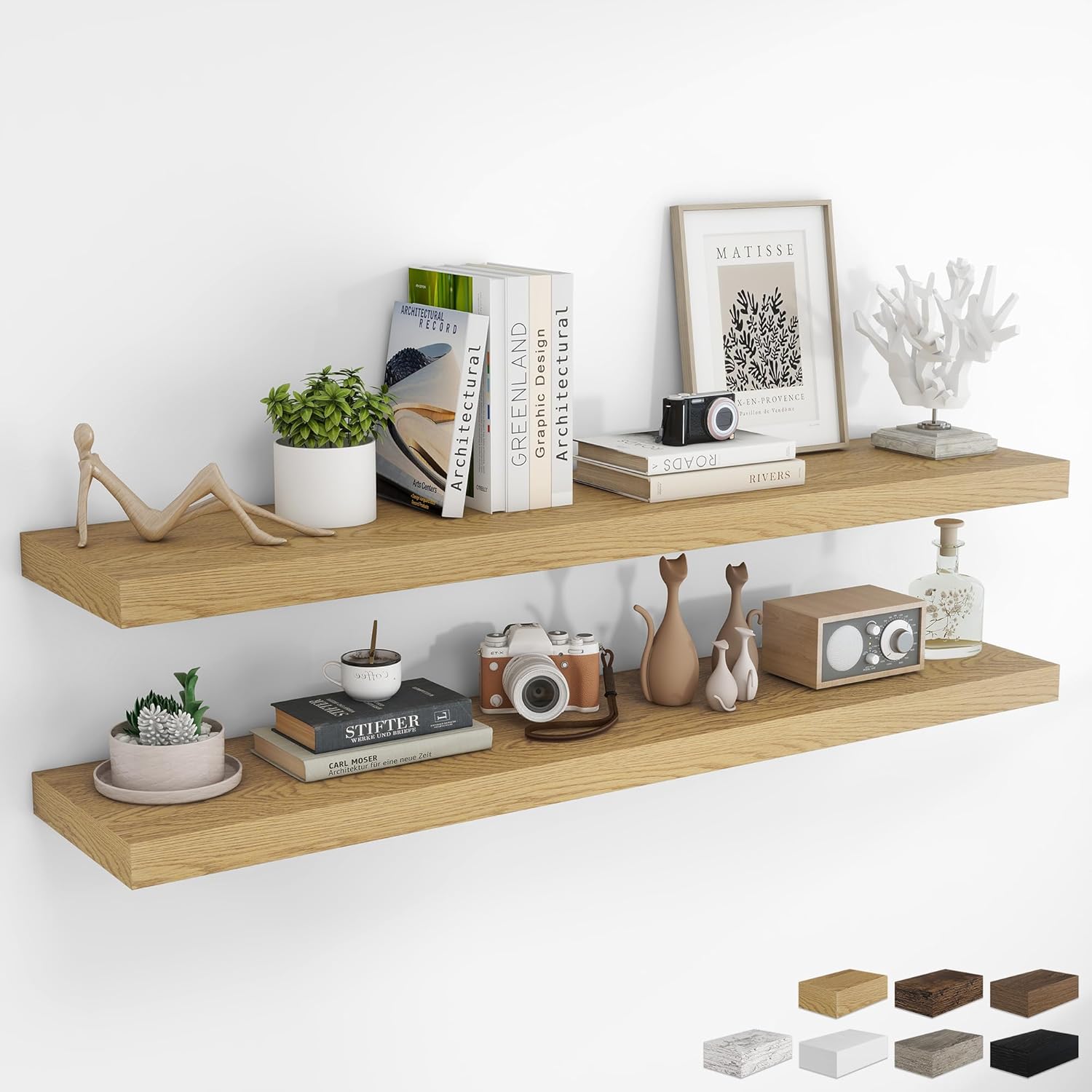 RICHFOCUS 55Inch Floating Shelves for Wall - Rustic Wood Design