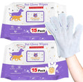 VoagLuk Pet Wipes - Extra Thick & Rinse-Free Grooming Gloves
