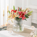 Ribbed Glass Vase Large Clear Fluted Vase for Flowers - Elegant