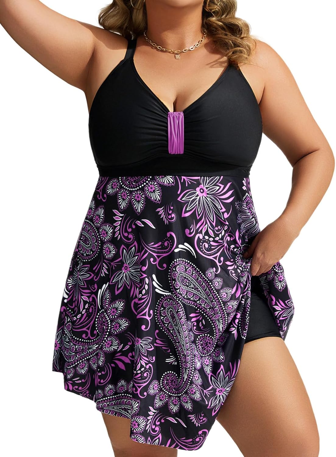 Hanna Nikole Plus Size Swim Dress for Tummy Control and Style