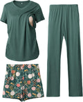 Maternity Nursing Pajamas 3 Piece Set - Comfortable Breastfeeding
