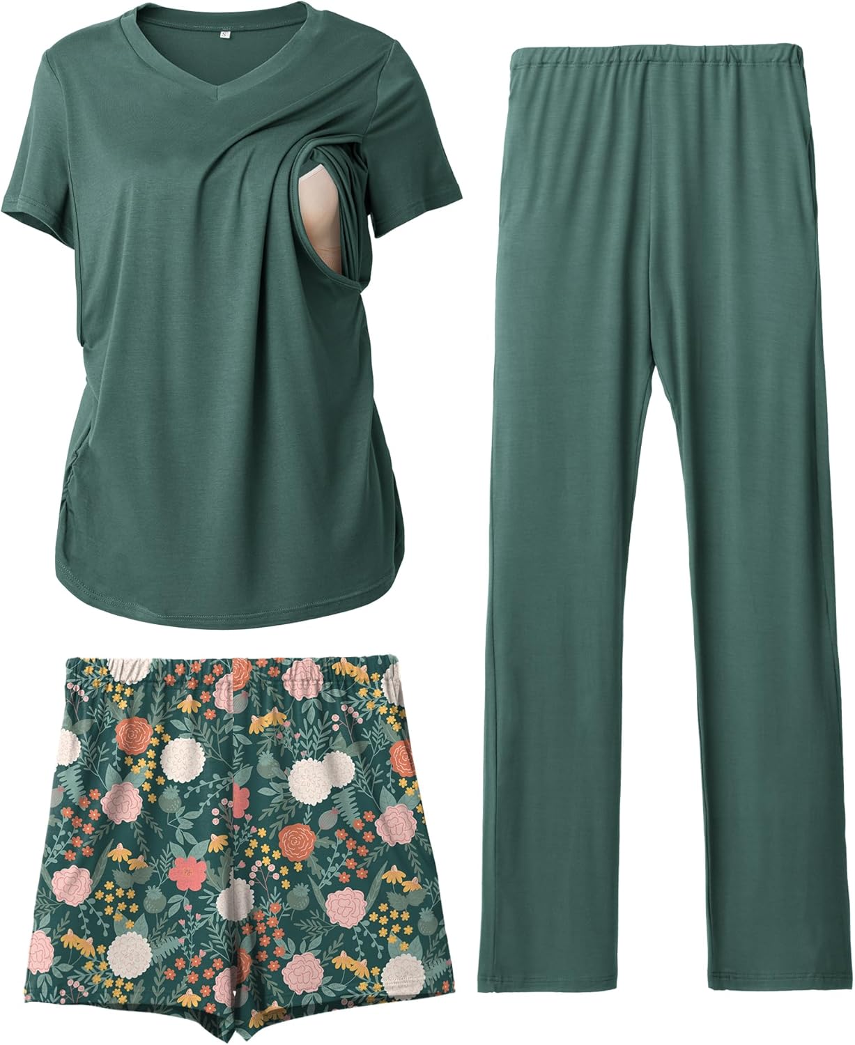 Rnxrbb 3 Piece Women's Maternity Nursing Pajamas Set for Comfort