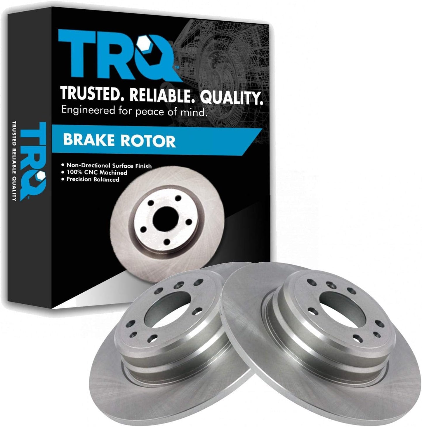TRQ Rear Brake Rotors Set for BMW 740i and 850 Series Vehicles