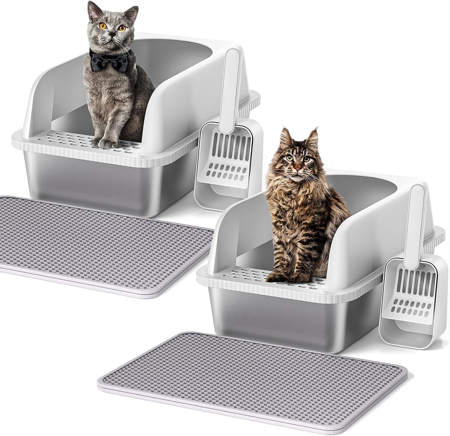 Extra Large Stainless Steel Cat Litter Box for Big Cats
