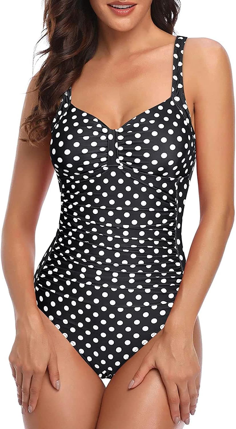 Tempt Me Women Ruched Slimming One Piece Swimsuits for Tummy Control