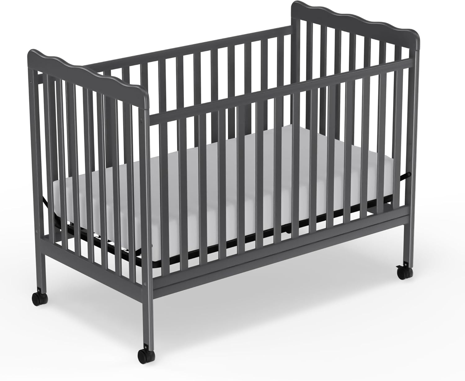 3-in-1 Convertible Baby Crib with Locking Wheels for Nursery