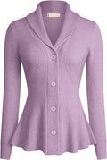 Belle Poque Women Vintage Cardigan Shawl Lapel Button Down Sweater two