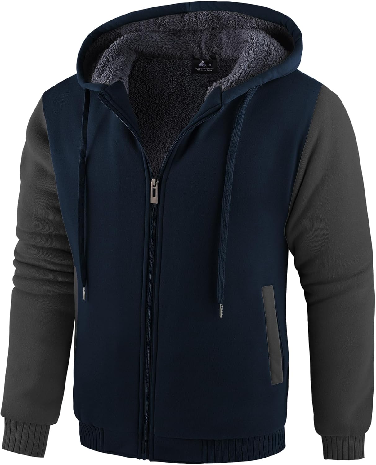 SWISSWELL Men Zip Up Hoodies Sherpa Lined Heavyweight Jacket