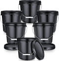 2 Gallon Plastic Buckets with Lid 6 Pack - Stackable Heavy Duty Pails