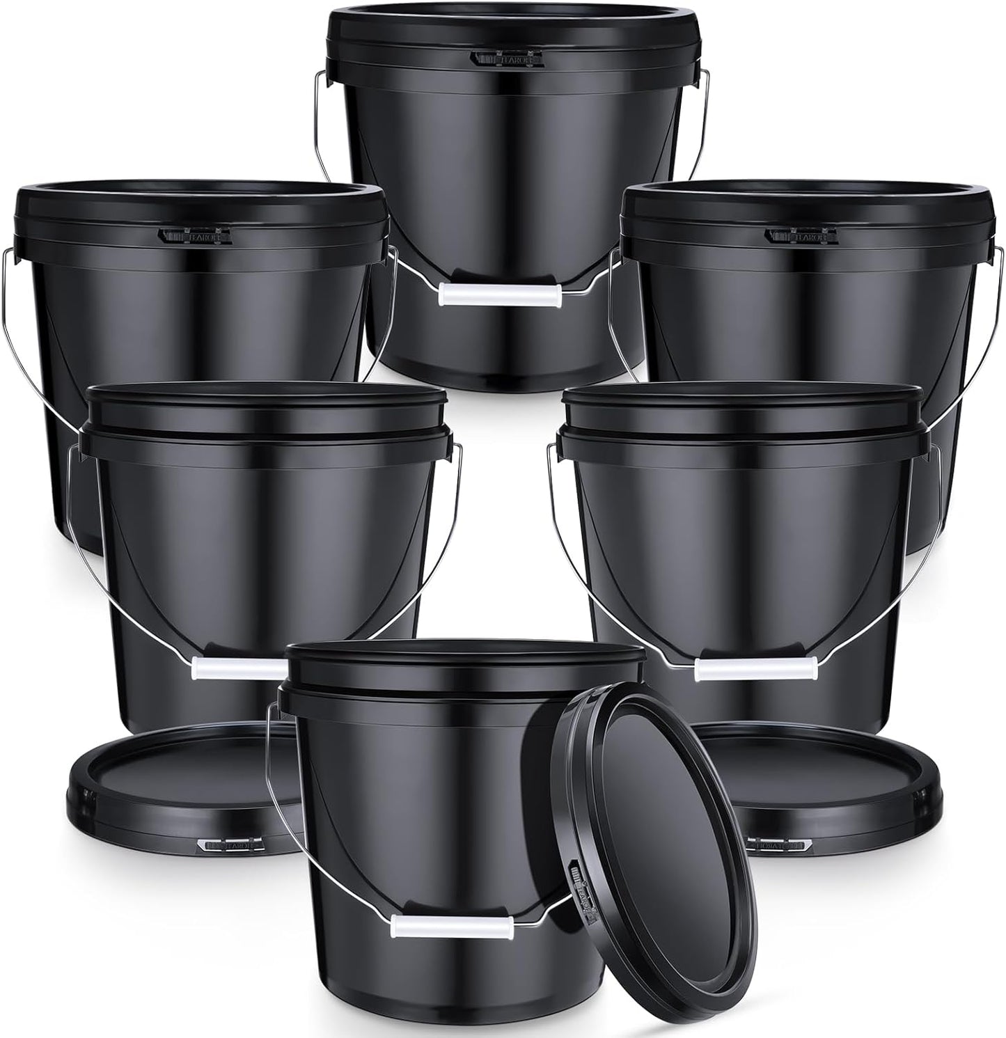 2 Gallon Plastic Bucket with Lid - Heavy Duty Multipurpose Pail