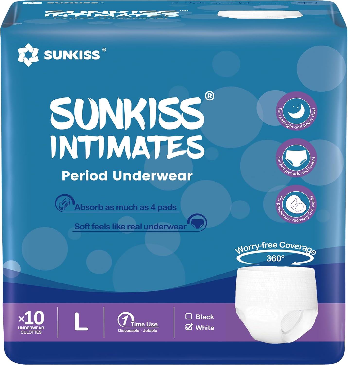 Sunkiss Intimates Heavy Flow Period Underwear 10ct