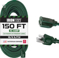16/3 SJTW 150 ft Outdoor Extension Cord - Weatherproof Green Cord