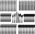 Black Stainless Steel 72-Piece Flatware Set for 12 - Mirror Polish