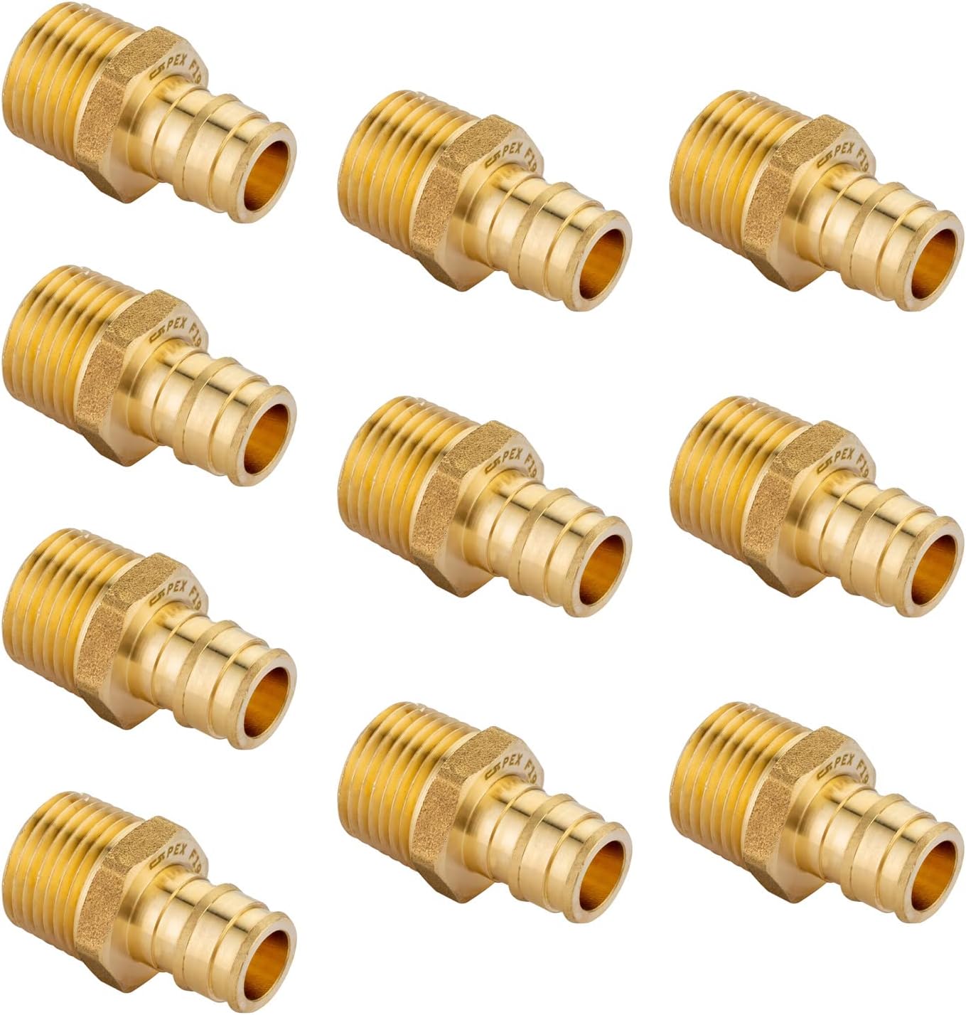 Pack of 10 Pex-A 3/4in Male NPT Adapter Brass Fittings
