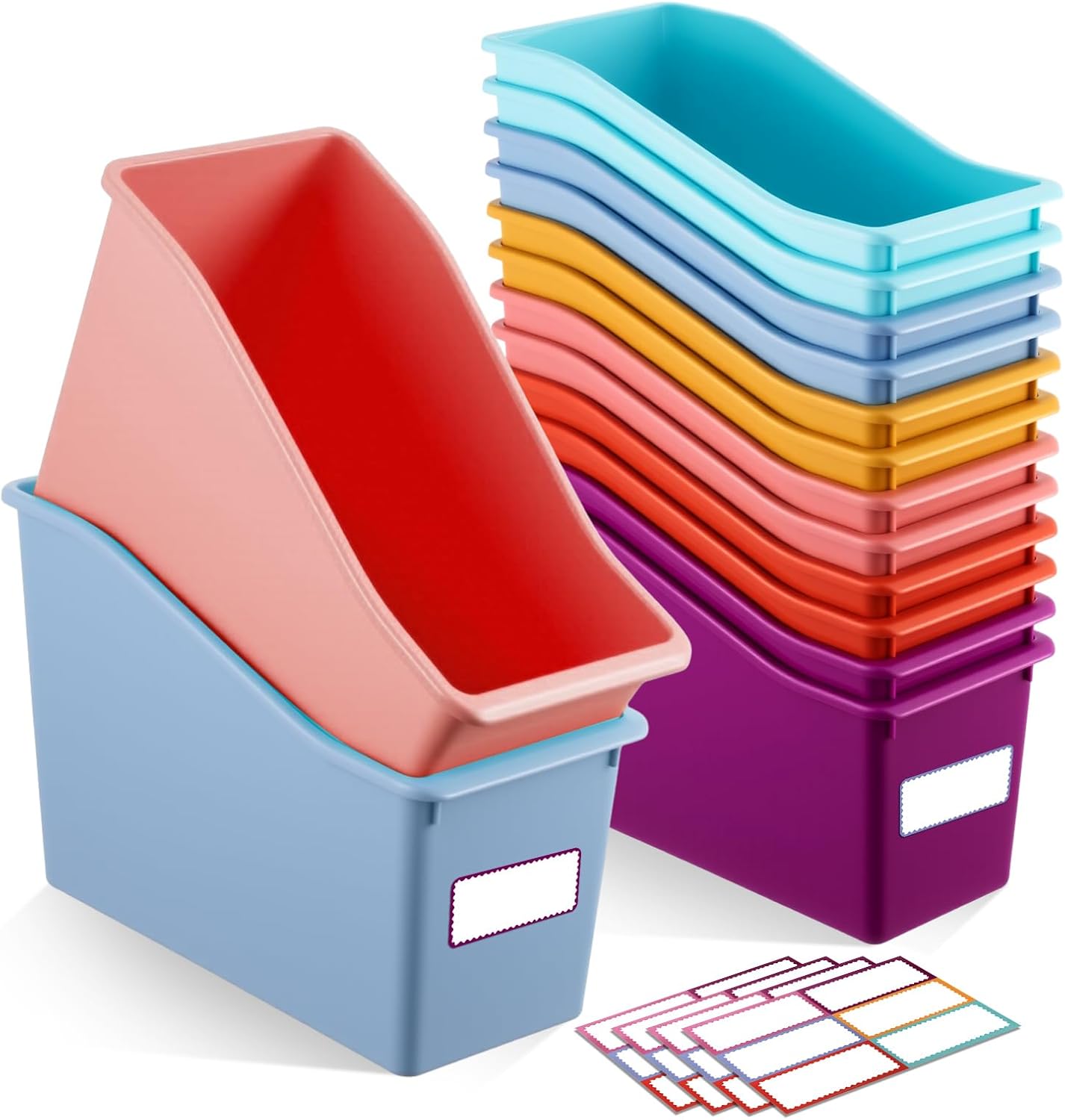 Durable 12 Pcs Book Bin for Classroom Storage and Organization