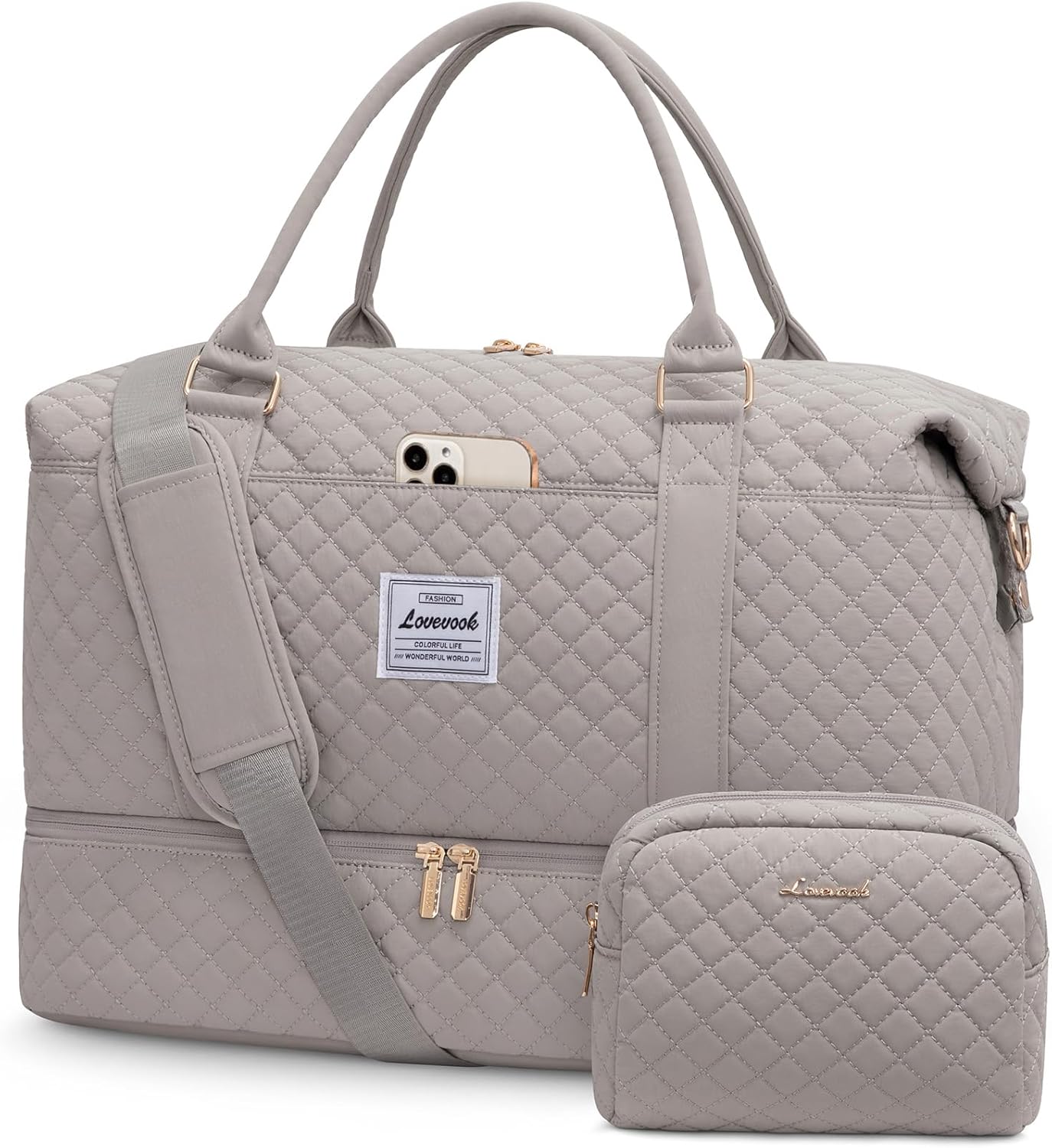 LOVEVOOK Travel Duffle Bag with Shoe Compartment for Women