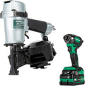 Metabo HPT Pneumatic Roofing Nailer + 18V Impact Driver Pro Bundle