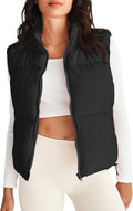Puffer Vest Women Quilted Zip Up Stand Collar - Lightweight Warm