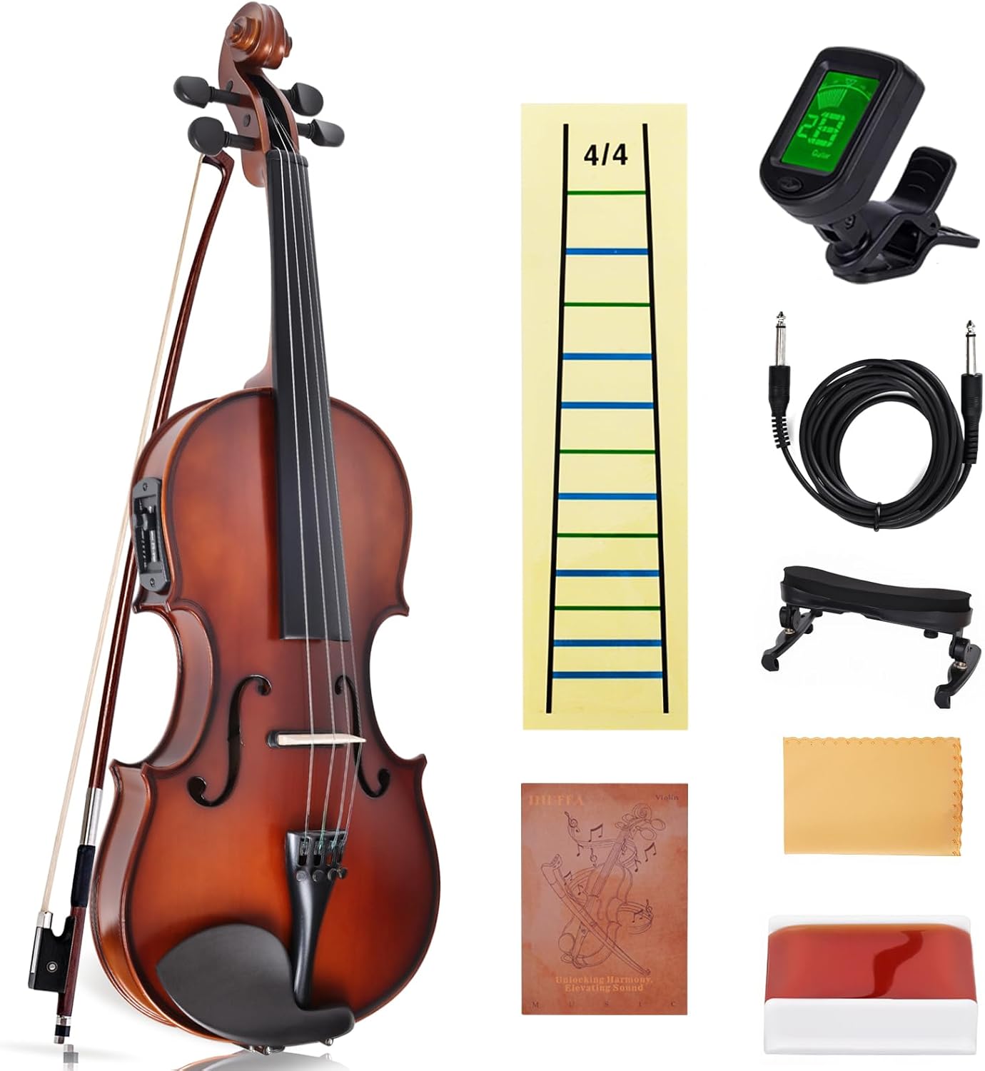 Electric Acoustic Violin with Ebony Accessories for All Musicians