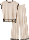 Ekouaer Womens Knit Sweater Set 2-Piece Lounge Outfit - Wide Leg Pants