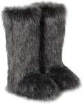 Valpeak Womens Faux Fur Knee-High Boots - Warm, Fluffy Winter Comfort