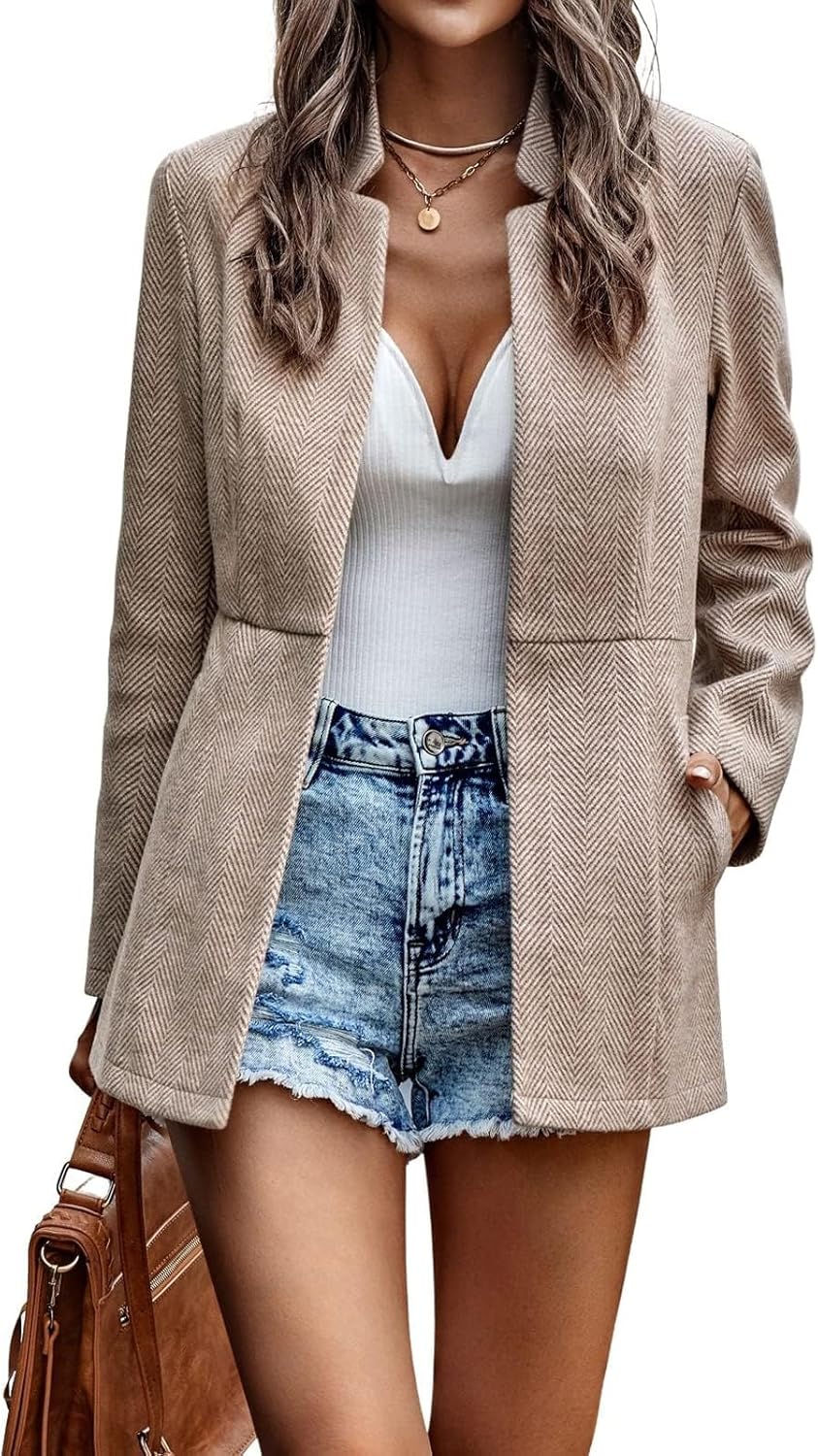 Chouyatou Women's Casual Business Open Front Blazer Jacket