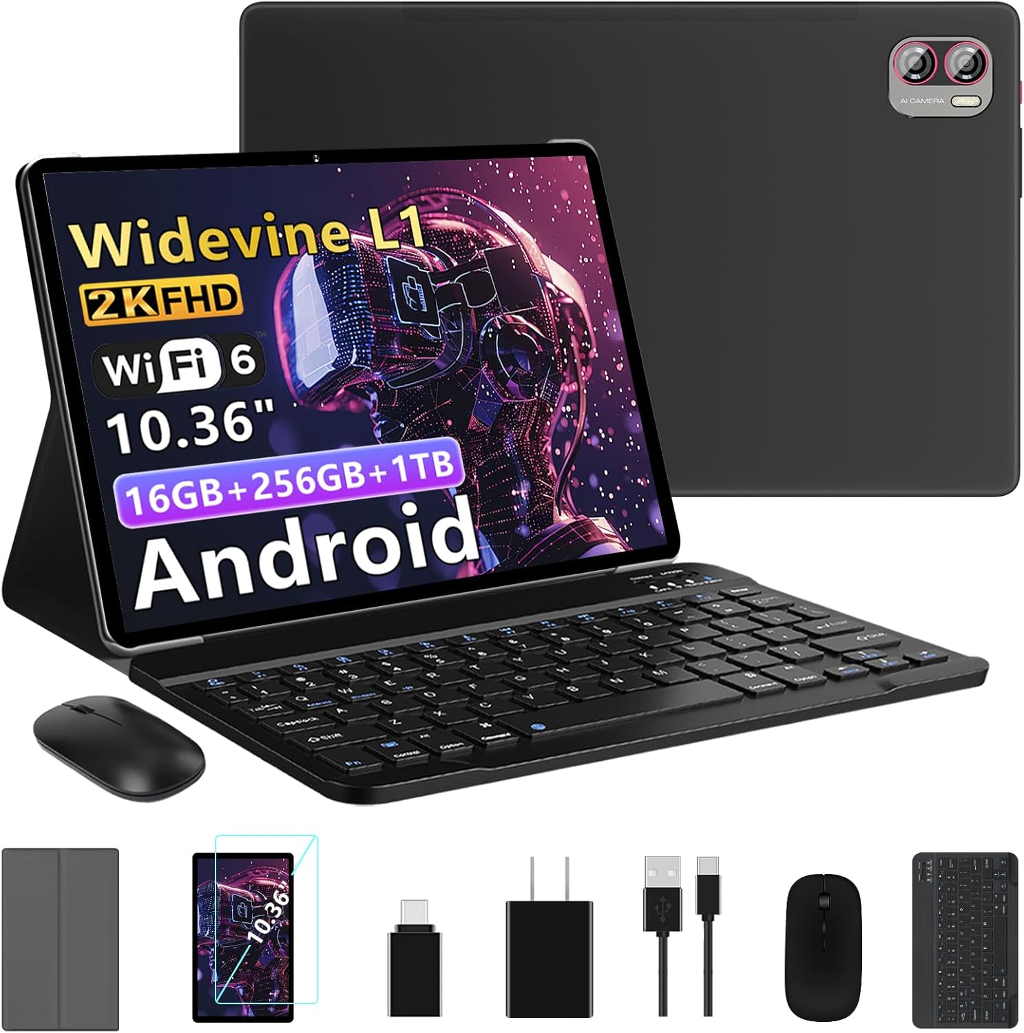 2K Screen Tablet with 16GB RAM and 256GB Storage for All Needs