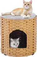 Large Indoor Cat House 17 in Foldable Rattan Hideaway - Double Space