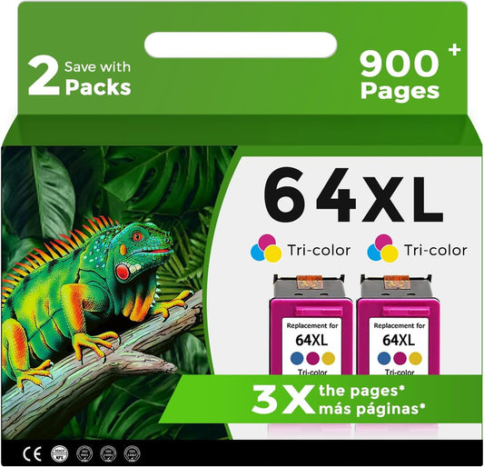 Relcolor Remanufactured Ink Cartridge for HP 64XL - 2-Pack