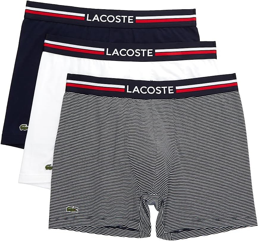 Lacoste Men's Cotton Stretch Big Croc Print Trunks, 3-Pack Review