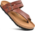 Womens Strappy Slip-On Cork Footbed Slides - Memory Foam Comfort