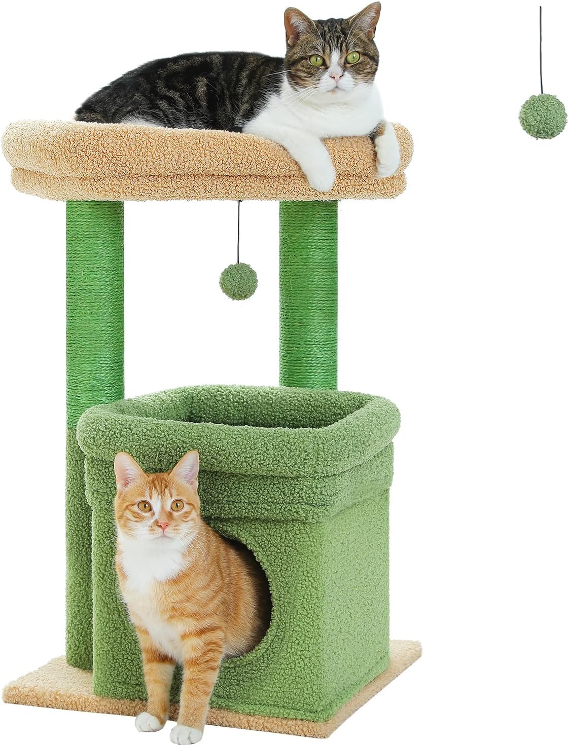 PEQULTI Cat Tree Cactus Tower with Cozy Condo for Indoor Cats