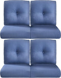 Pop Outdoor Chair Cushions Set of 4 Navy Blue/Button - High Back