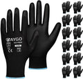 KAYGO PU Coated Safety Work Gloves - Smooth Grip, 12 Pairs
