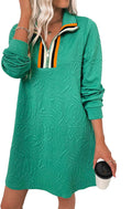Stylish Women's Casual Dress with Zip Up Neck for Fall Fashion