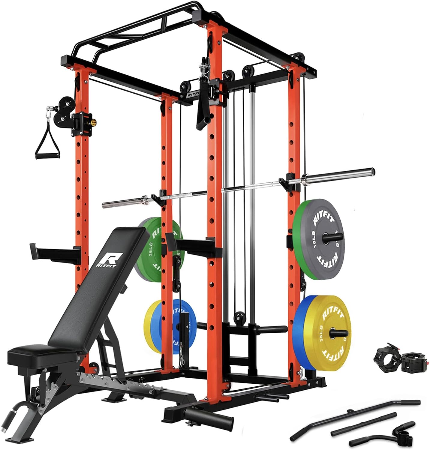 RitFit Power Cage with Cable Crossover: 1000LBS Capacity