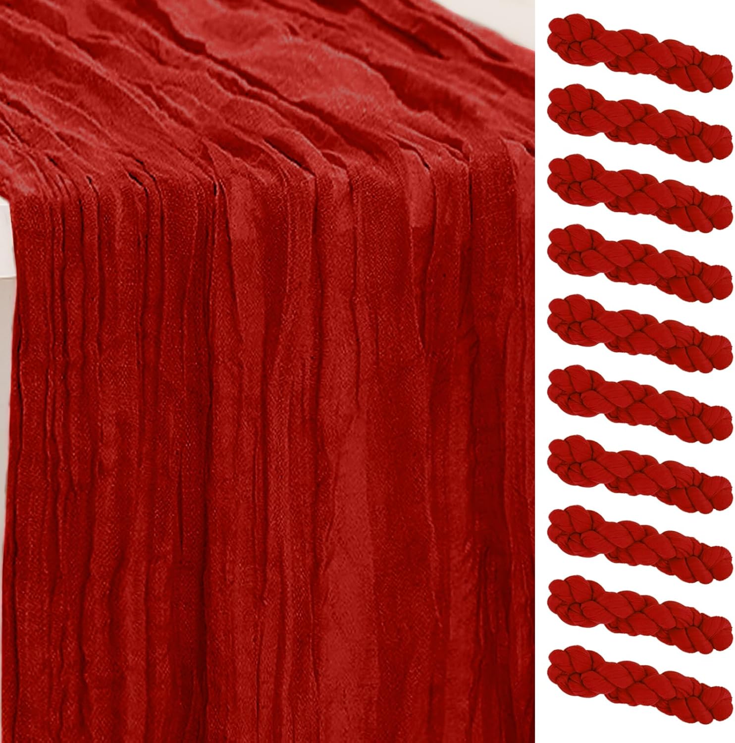Burgundy Cheesecloth Table Runner 10 Pack for Elegant Events