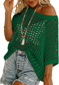 Crochet Hollow Out Scoop Neck Knit Top - Lightweight Beach Coverup Off